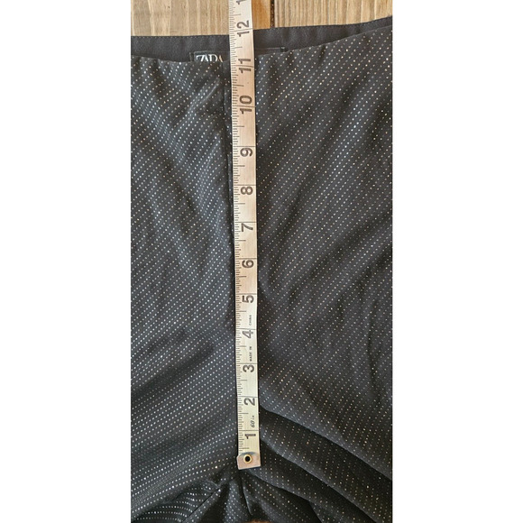 Zara Womens Pants Medium Black Side Zip Sparkly Sheer Straight Leg Trouser Party - Picture 11 of 12